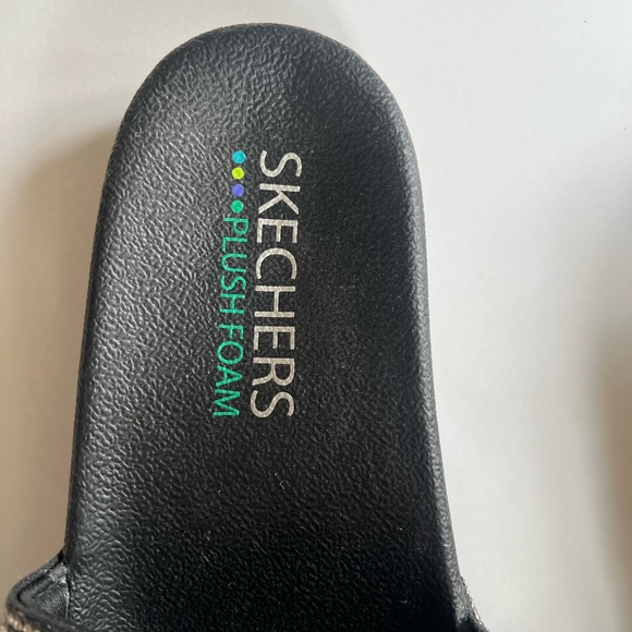 Skechers Women's Black Slide Sandals with Silver Accents - Picture 4 of 5